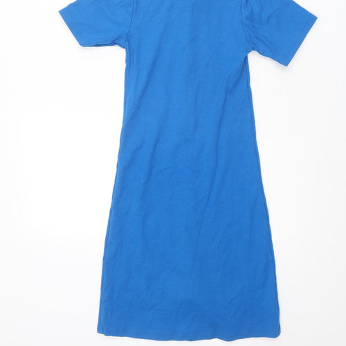 Motel Womens Blue Polyester Shirt Dress Size S Collared Button