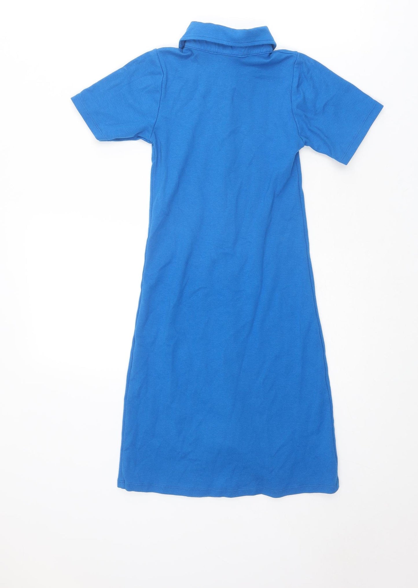 Motel Womens Blue Polyester Shirt Dress Size S Collared Button