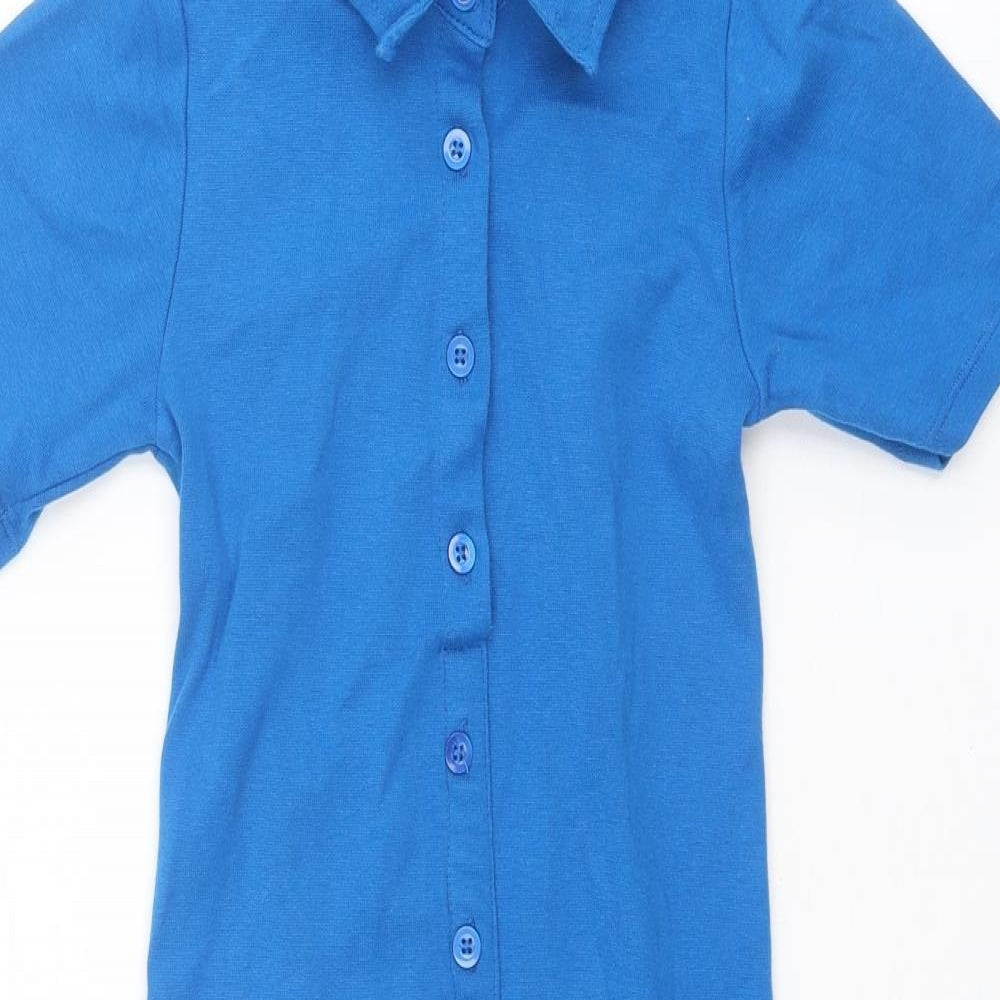 Motel Womens Blue Polyester Shirt Dress Size S Collared Button