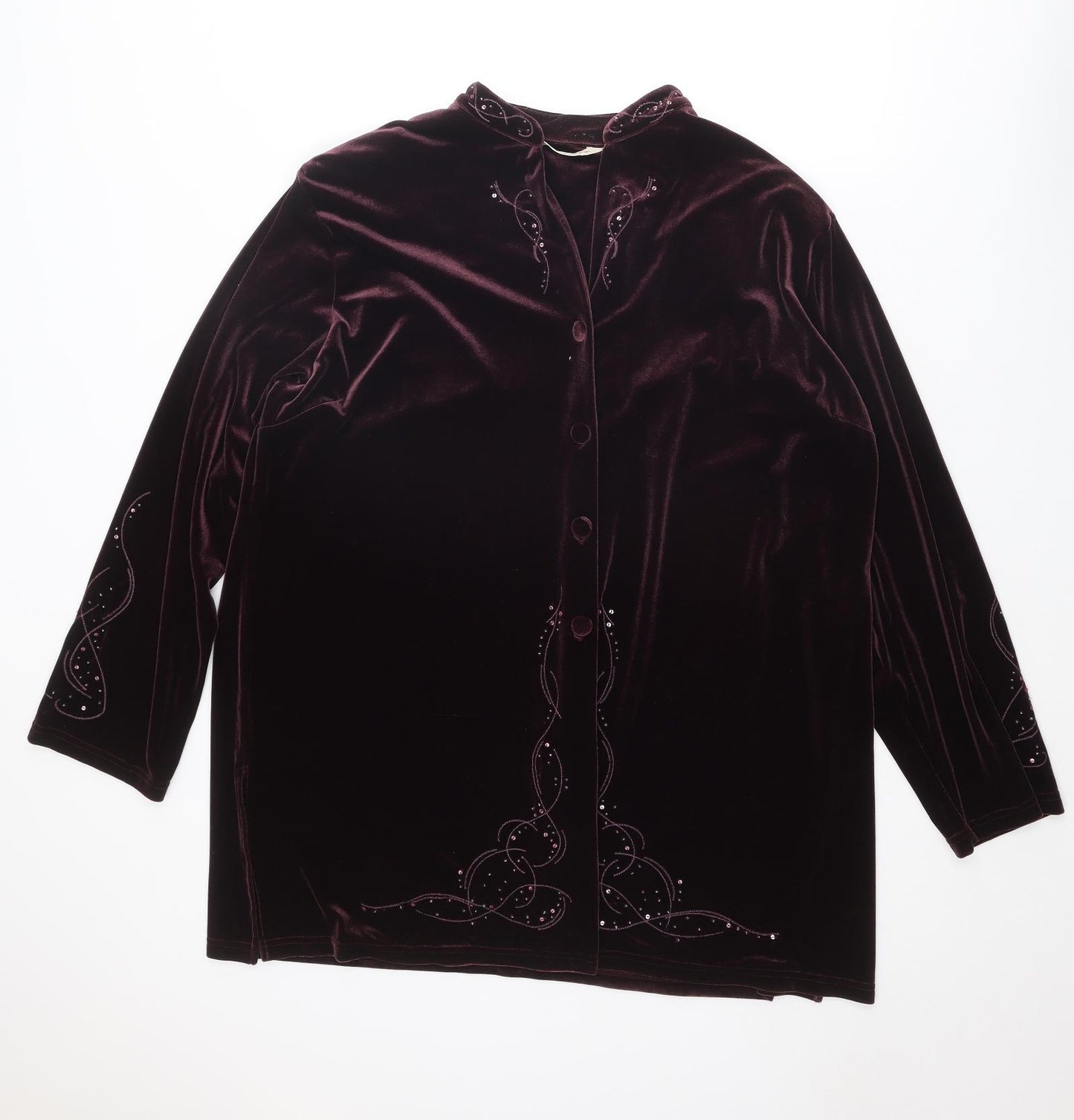 EWM Womens Purple Polyester Basic Blouse Size 22 V-Neck