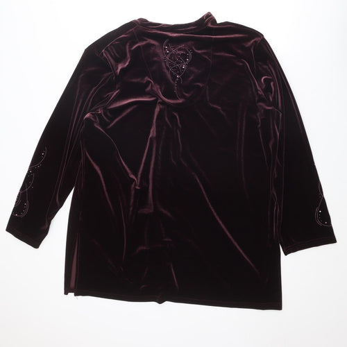 EWM Womens Purple Polyester Basic Blouse Size 22 V-Neck