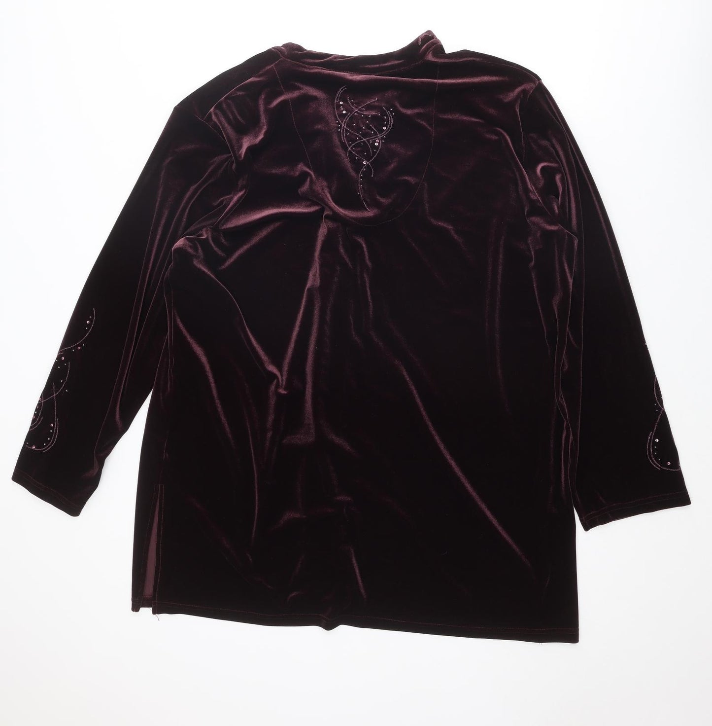 EWM Womens Purple Polyester Basic Blouse Size 22 V-Neck