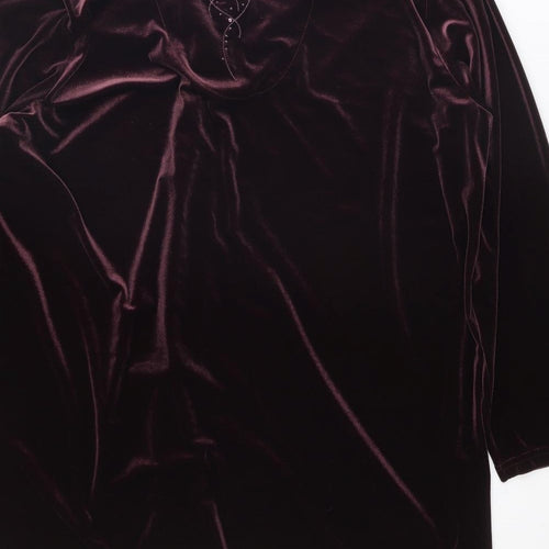 EWM Womens Purple Polyester Basic Blouse Size 22 V-Neck