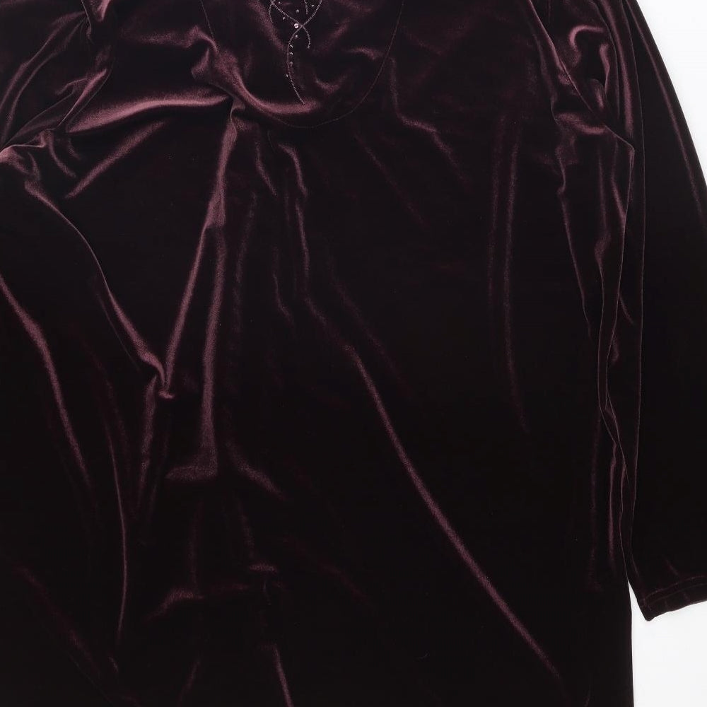 EWM Womens Purple Polyester Basic Blouse Size 22 V-Neck