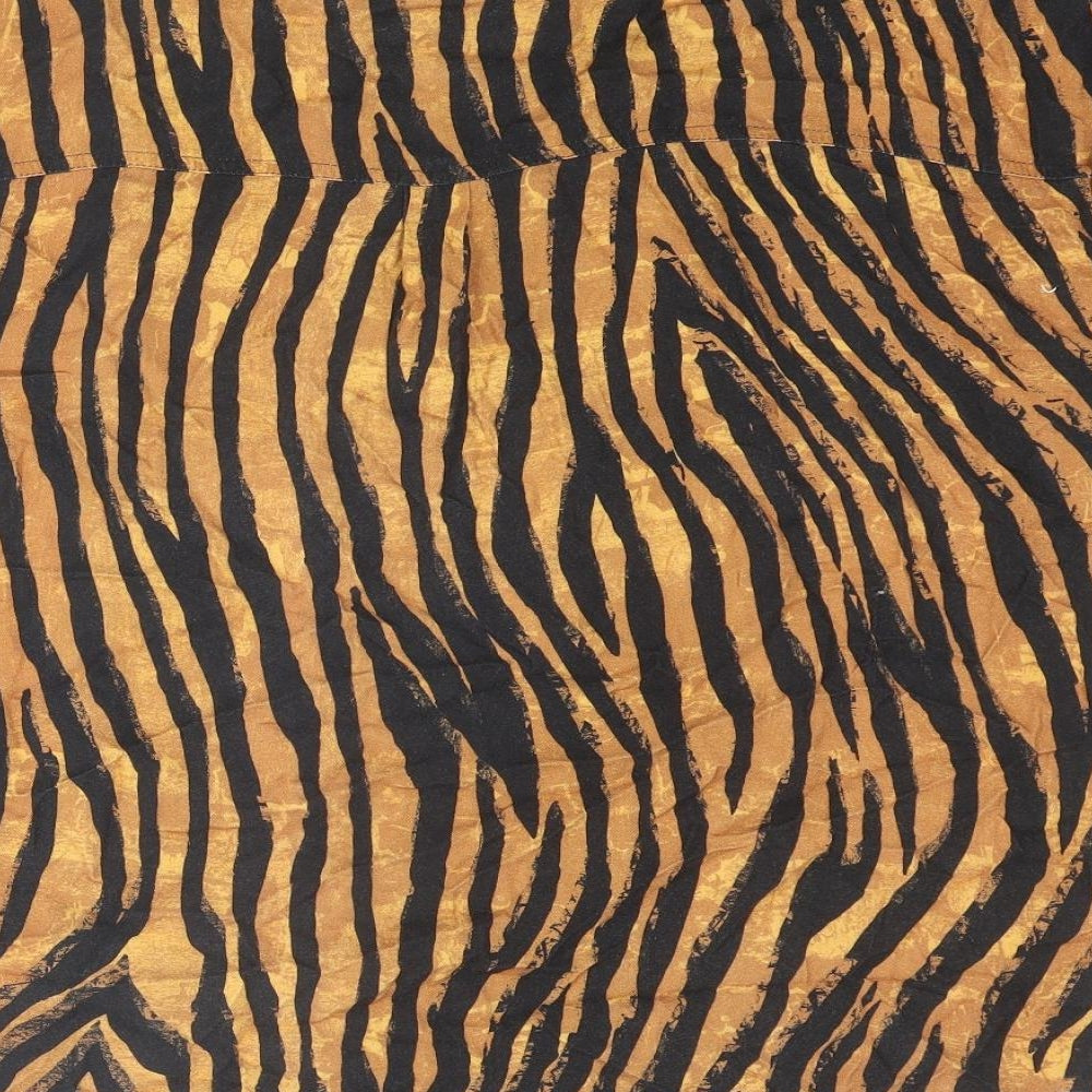 NEXT Womens Brown Animal Print Viscose Basic Blouse Size 18 Round Neck - Tiger Print