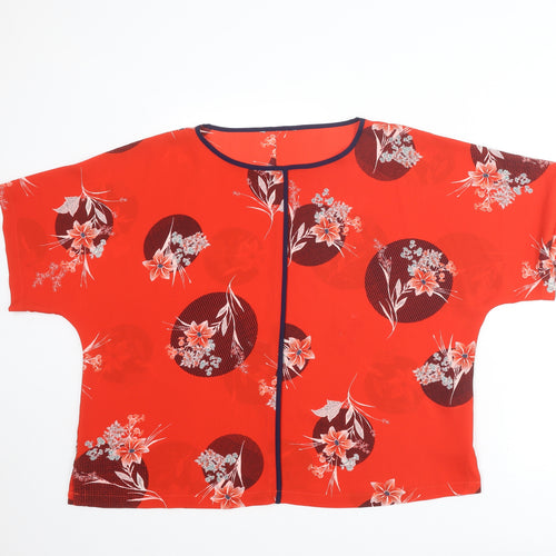 NEXT Womens Red Floral Polyester Basic Blouse Size 18 Round Neck