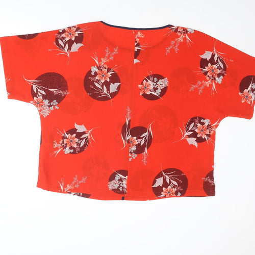 NEXT Womens Red Floral Polyester Basic Blouse Size 18 Round Neck