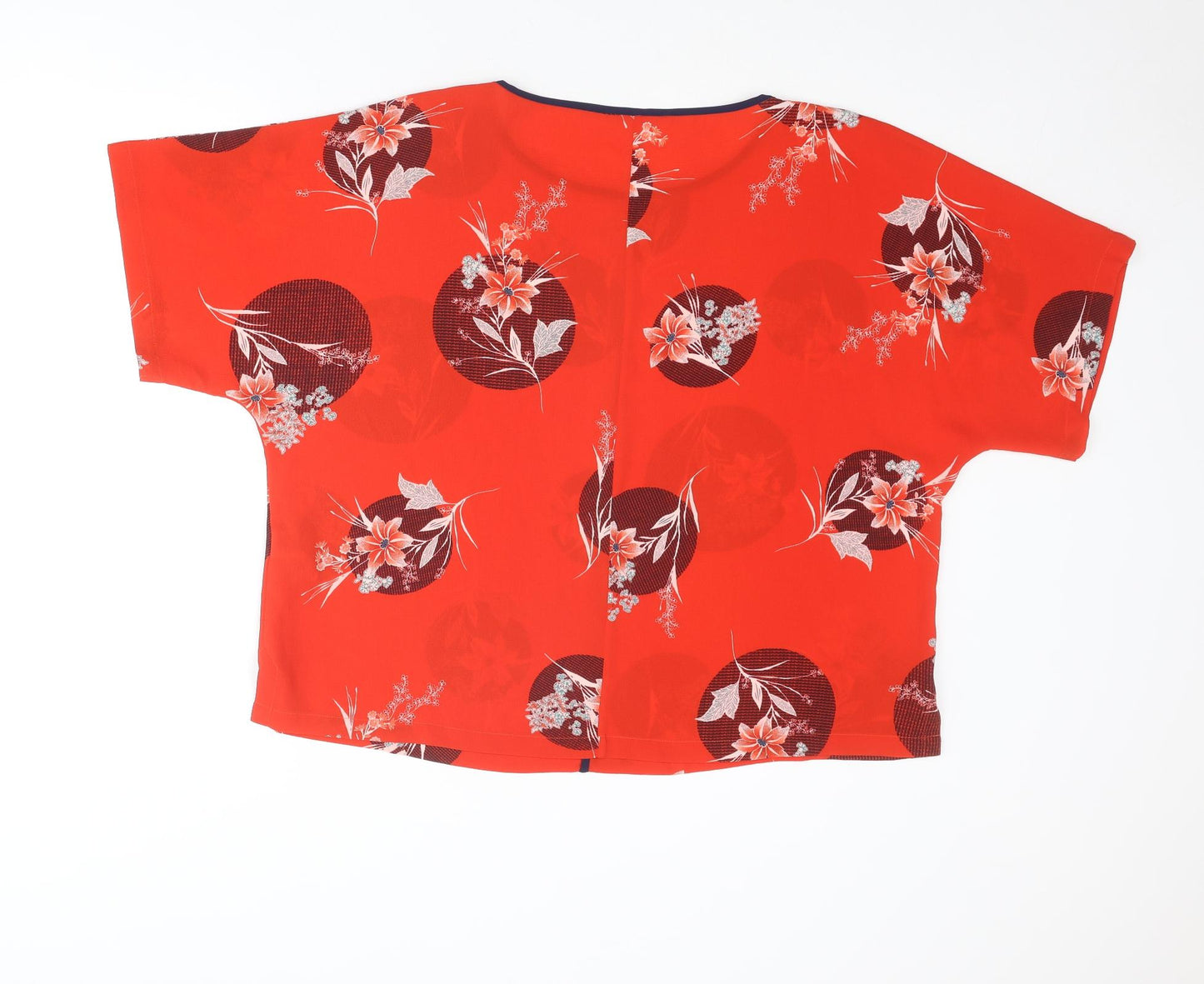 NEXT Womens Red Floral Polyester Basic Blouse Size 18 Round Neck