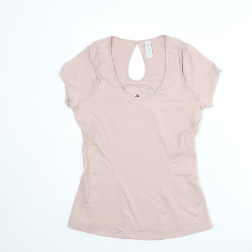 adidas by Stella McCartney Womens Pink Polyester Basic T-Shirt Size L Round Neck Pullover