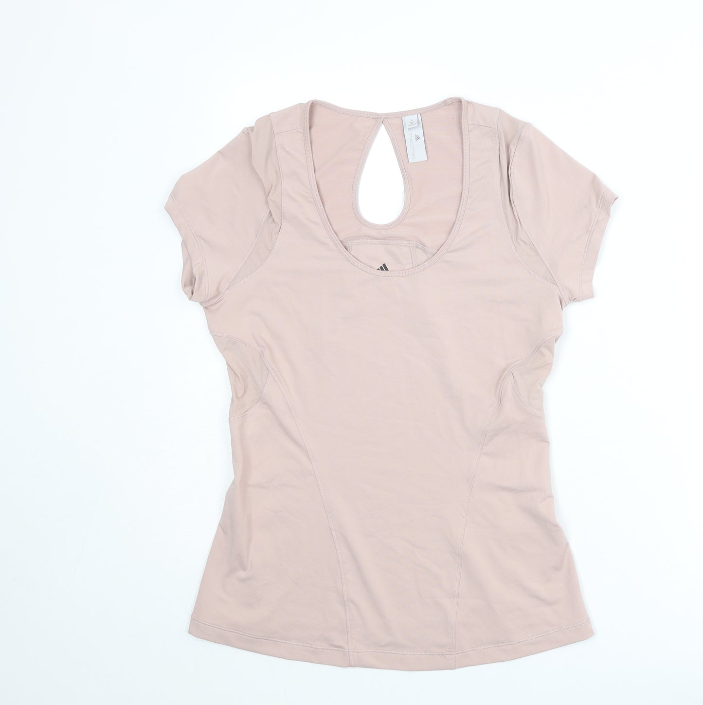 adidas by Stella McCartney Womens Pink Polyester Basic T-Shirt Size L Round Neck Pullover