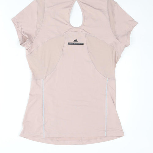 adidas by Stella McCartney Womens Pink Polyester Basic T-Shirt Size L Round Neck Pullover