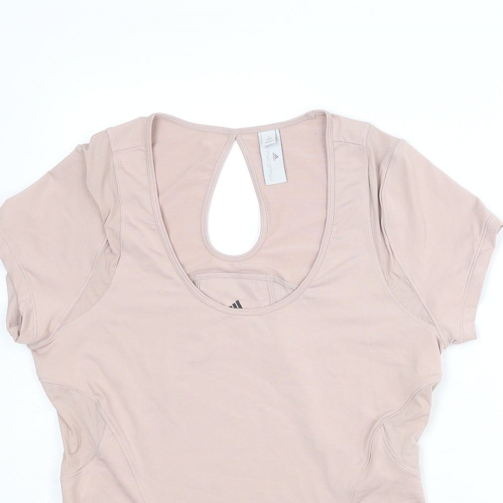 adidas by Stella McCartney Womens Pink Polyester Basic T-Shirt Size L Round Neck Pullover
