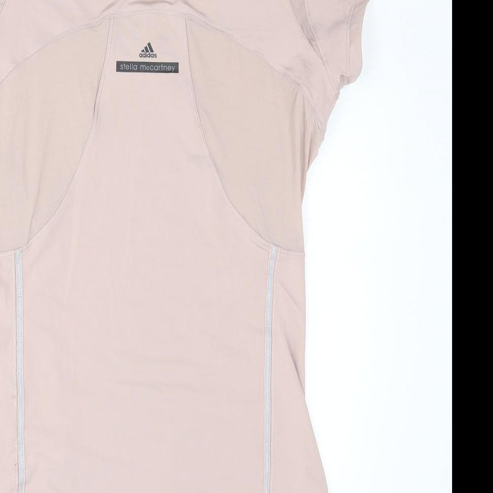 adidas by Stella McCartney Womens Pink Polyester Basic T-Shirt Size L Round Neck Pullover