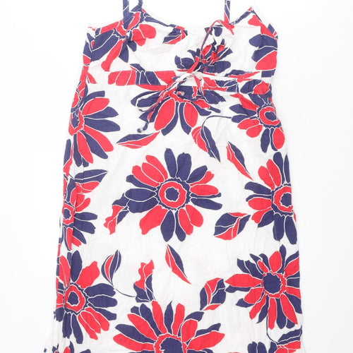 Marks and Spencer Womens Multicoloured Floral Linen A-Line Size 12 Round Neck Zip