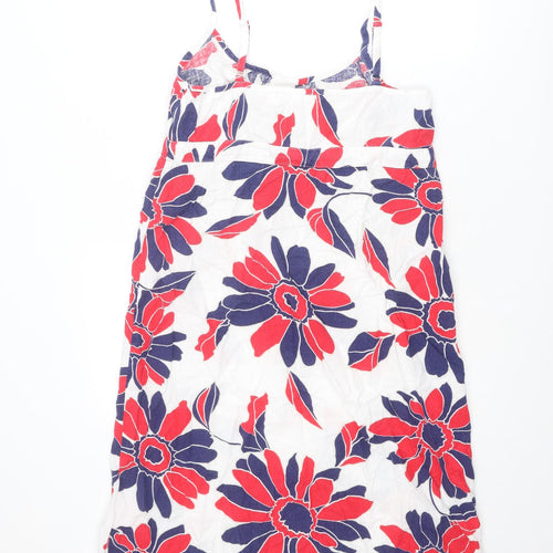 Marks and Spencer Womens Multicoloured Floral Linen A-Line Size 12 Round Neck Zip