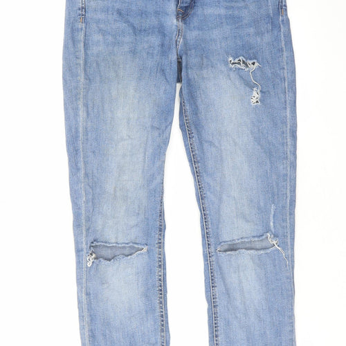 H&M Womens Blue Cotton Straight Jeans Size 30 in L27 in Regular Zip