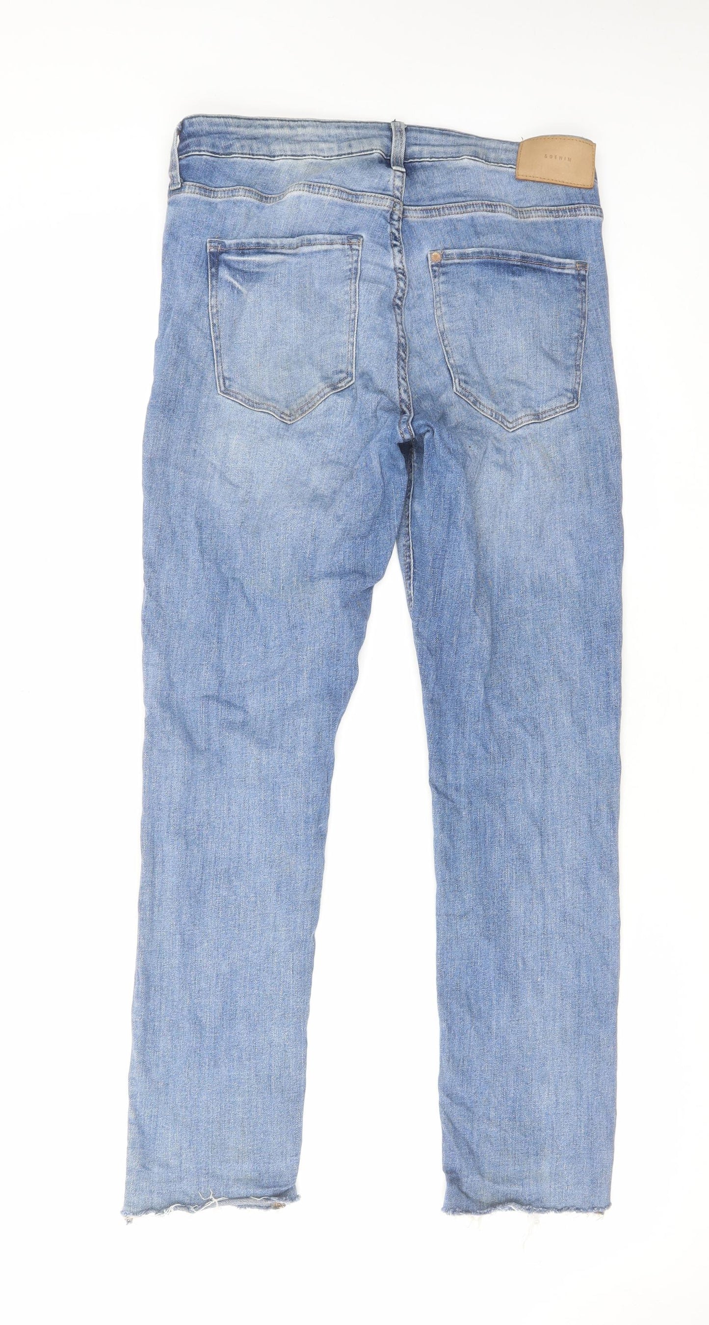 H&M Womens Blue Cotton Straight Jeans Size 30 in L27 in Regular Zip