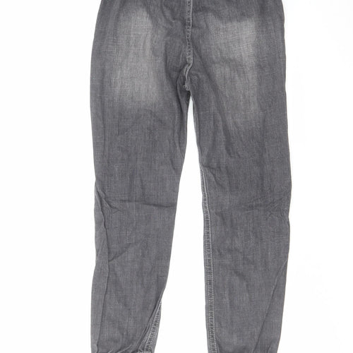 H&M Boys Grey Cotton Tapered Jeans Size 8-9 Years Regular Drawstring