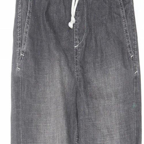 H&M Boys Grey Cotton Tapered Jeans Size 8-9 Years Regular Drawstring