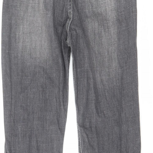H&M Boys Grey Cotton Tapered Jeans Size 8-9 Years Regular Drawstring