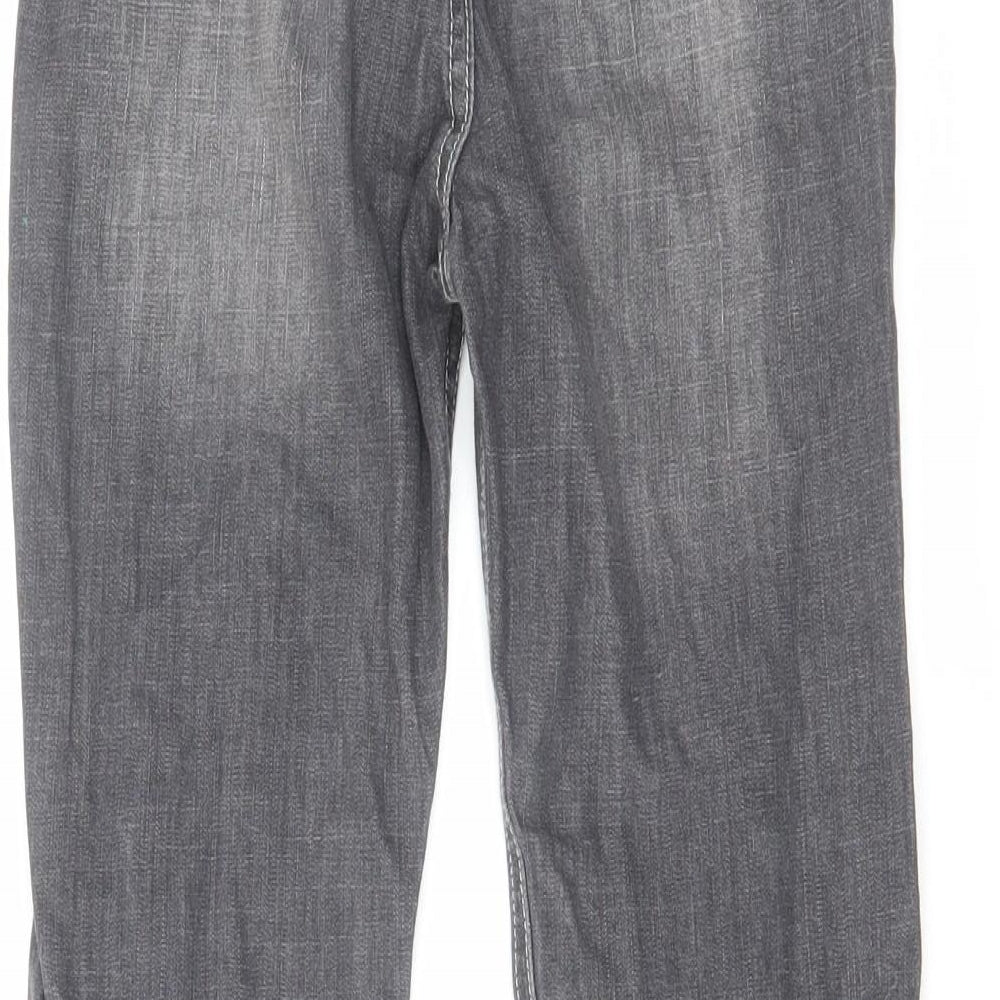 H&M Boys Grey Cotton Tapered Jeans Size 8-9 Years Regular Drawstring