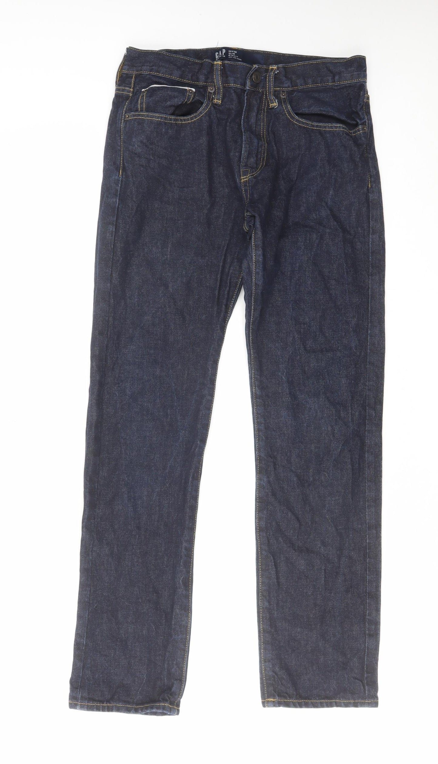 Gap Mens Blue Cotton Straight Jeans Size 29 in L30 in Zip