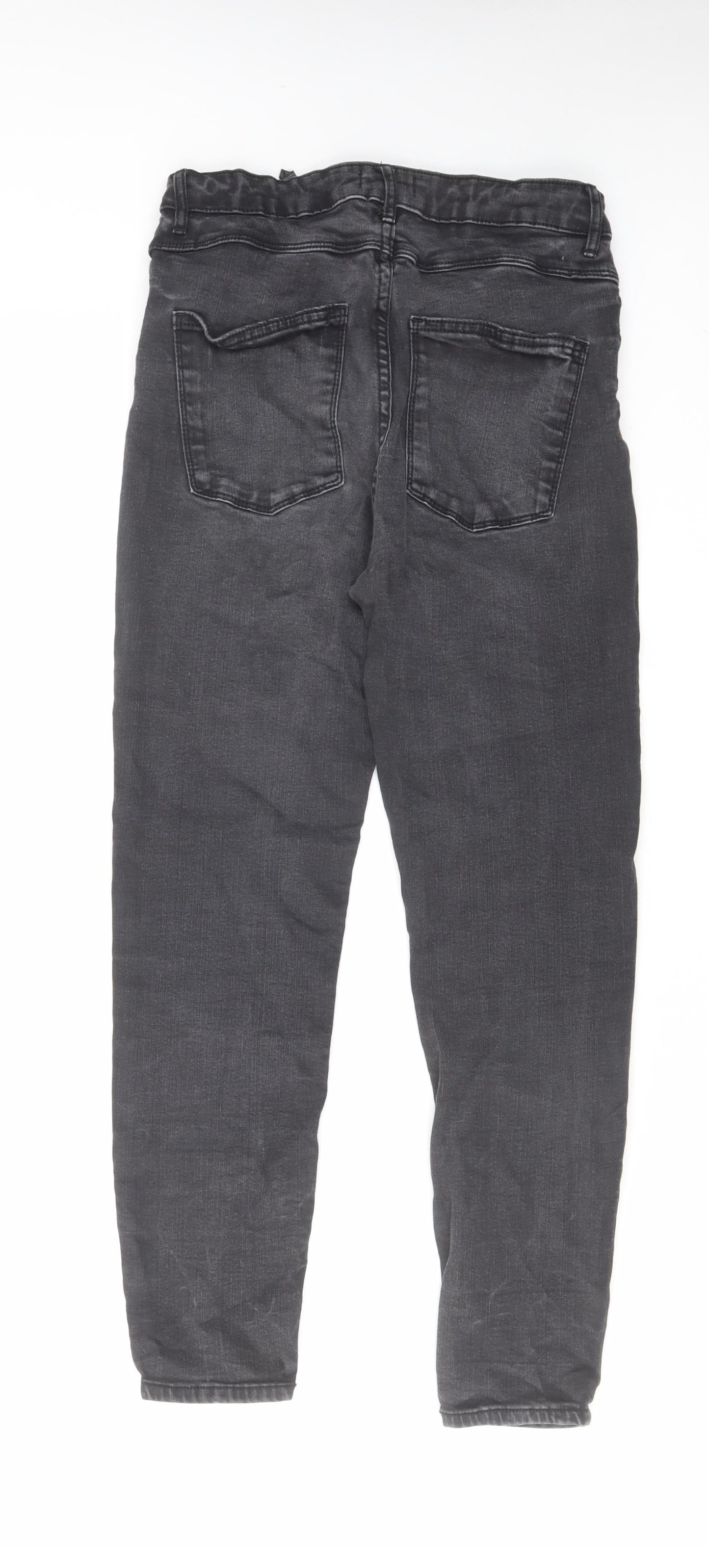 Zara Womens Grey Cotton Skinny Jeans Size 12 L25 in Regular Zip
