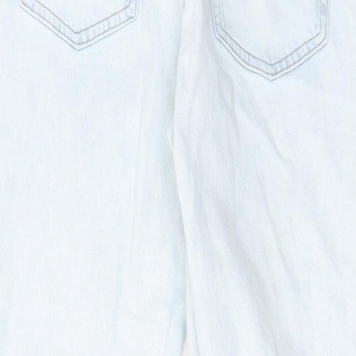 Topshop Womens Blue Cotton Straight Jeans Size 30 in L32 in Regular Zip - Raw Hem