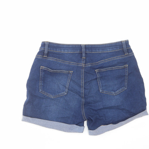 Denim & Co. Womens Blue Cotton Mom Shorts Size 12 L3 in Regular Zip
