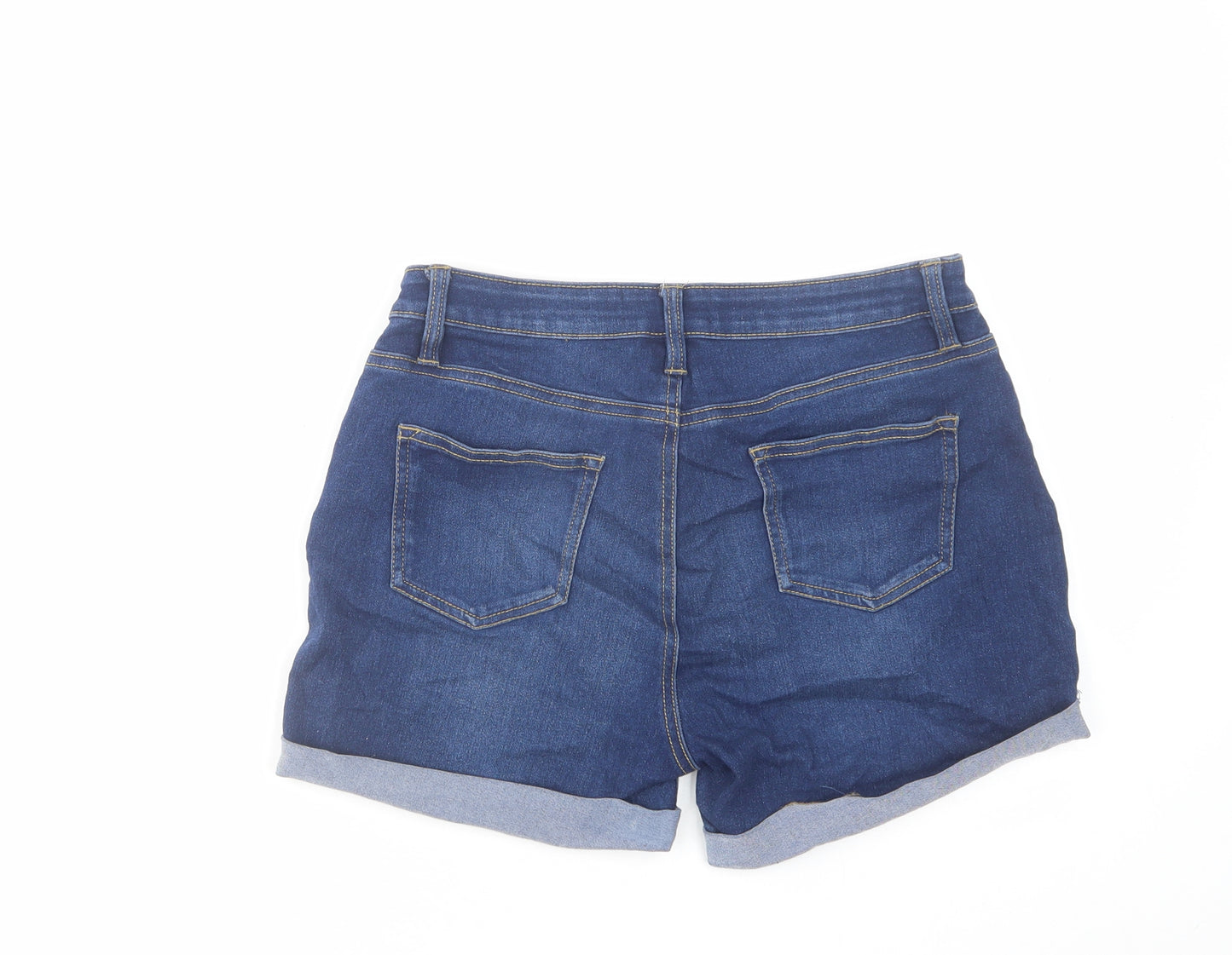 Denim & Co. Womens Blue Cotton Mom Shorts Size 12 L3 in Regular Zip