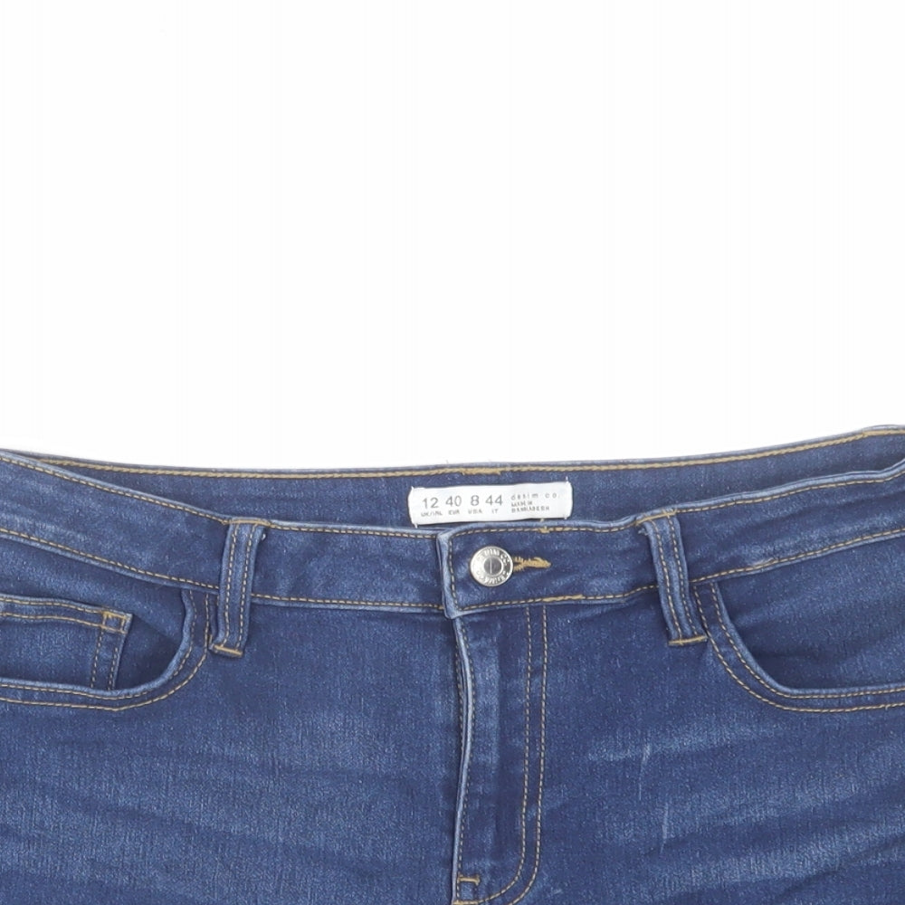 Denim & Co. Womens Blue Cotton Mom Shorts Size 12 L3 in Regular Zip