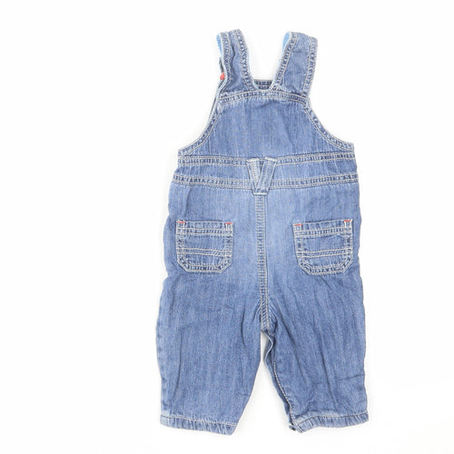 Marks and Spencer Boys Blue Cotton Dungaree One-Piece Size 0-3 Months Button