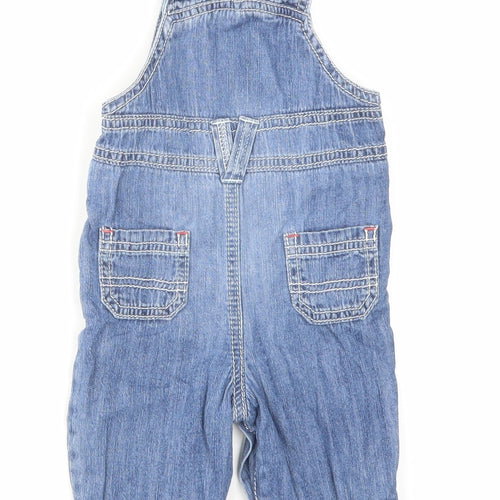 Marks and Spencer Boys Blue Cotton Dungaree One-Piece Size 0-3 Months Button