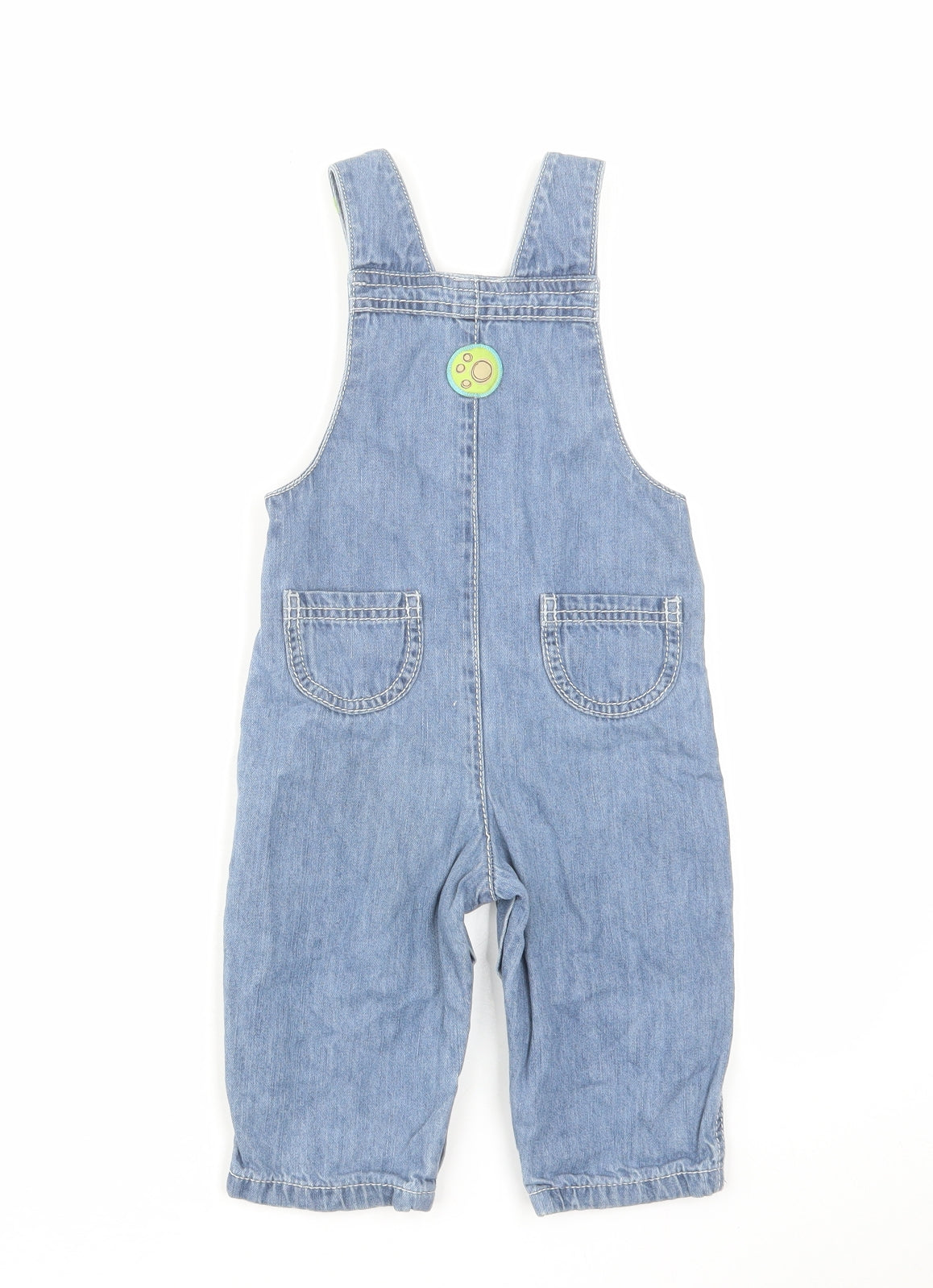 TU Boys Blue Cotton Dungaree One-Piece Size 12-18 Months Button