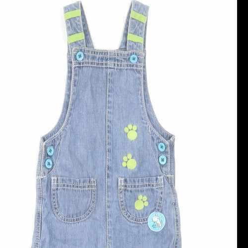 TU Boys Blue Cotton Dungaree One-Piece Size 12-18 Months Button