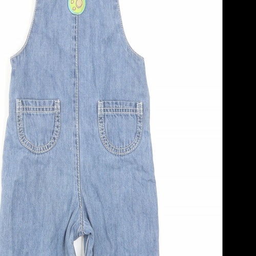 TU Boys Blue Cotton Dungaree One-Piece Size 12-18 Months Button