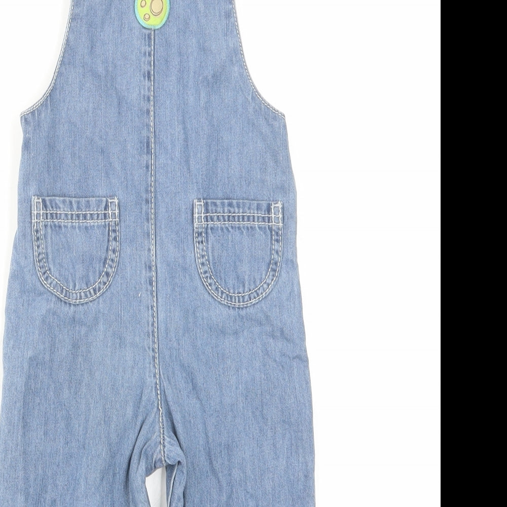 TU Boys Blue Cotton Dungaree One-Piece Size 12-18 Months Button