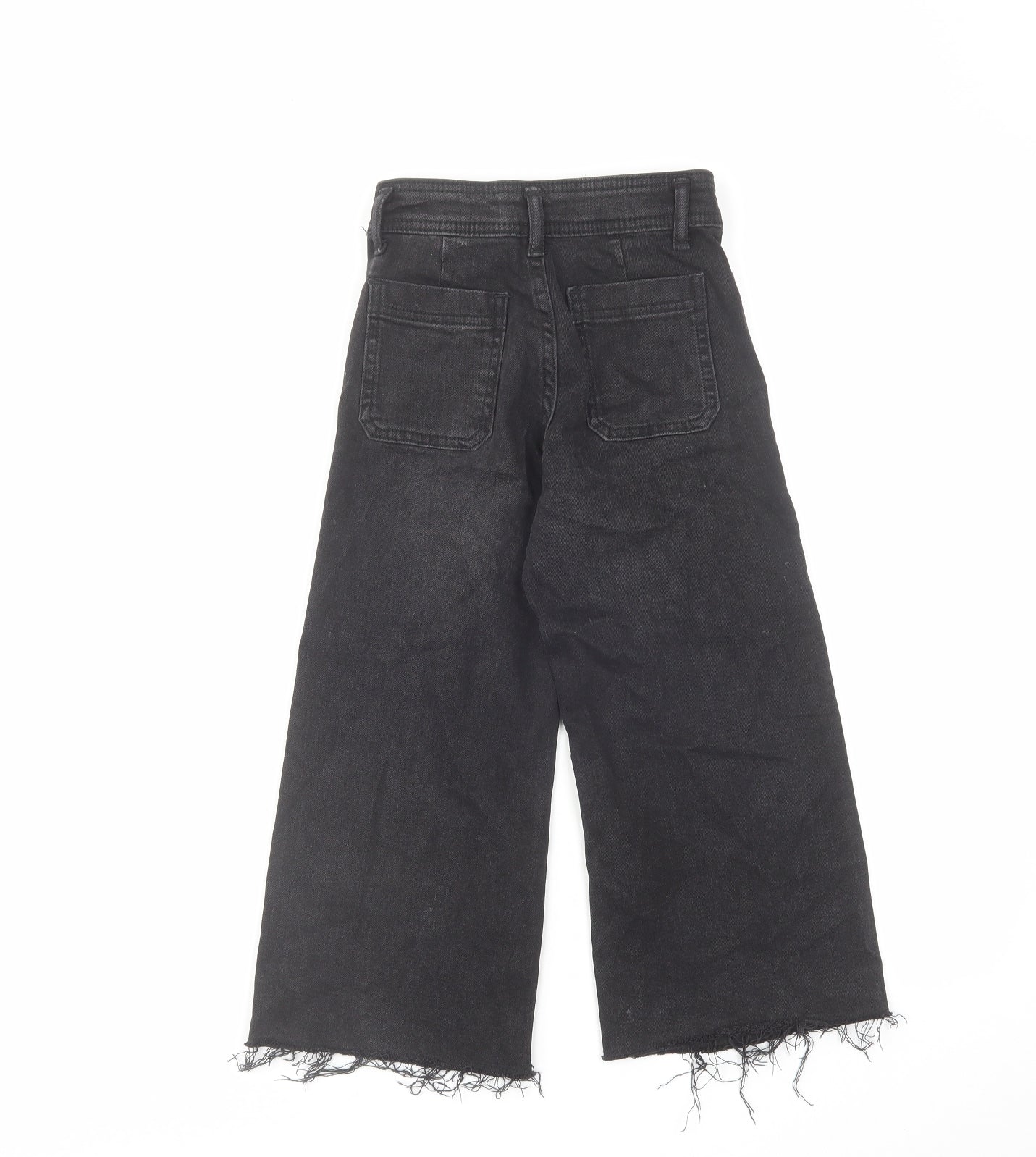 Zara Girls Black Cotton Wide-Leg Jeans Size 6 Years Regular Zip