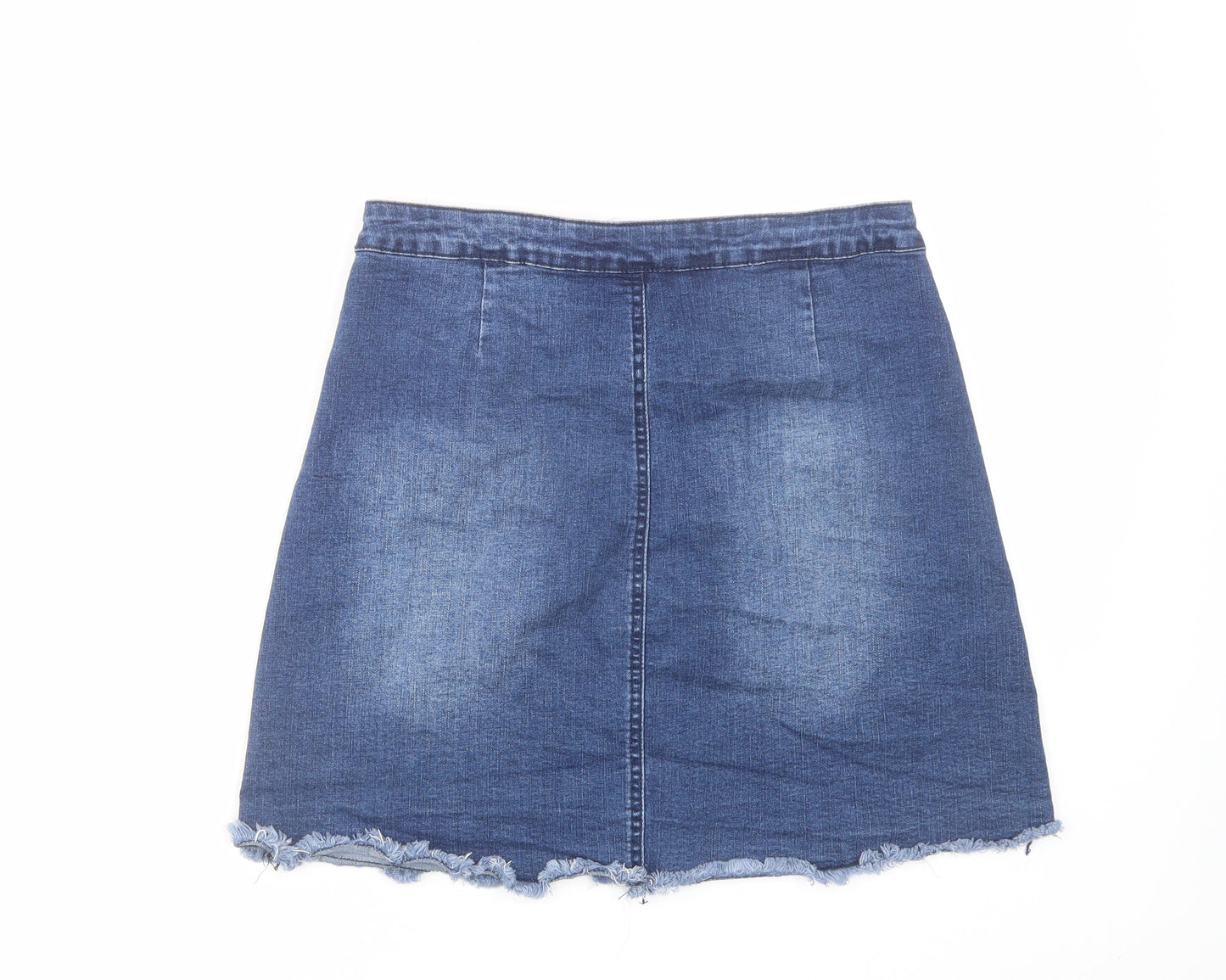 Brave Soul Womens Blue Cotton Mini Skirt Size 12 Button