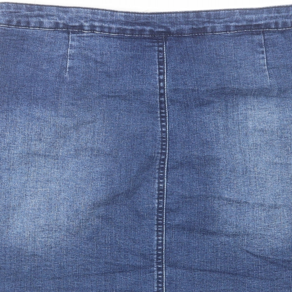 Brave Soul Womens Blue Cotton Mini Skirt Size 12 Button