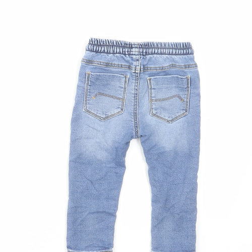 NEXT Boys Blue Cotton Cropped Jeans Size 12-18 Months Drawstring