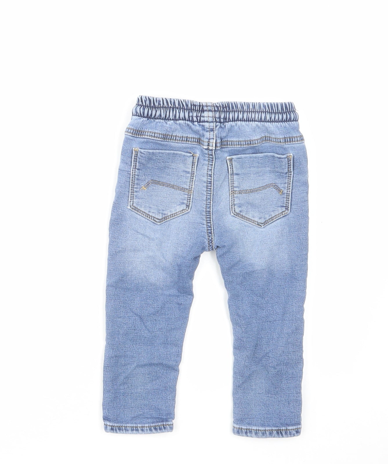 NEXT Boys Blue Cotton Cropped Jeans Size 12-18 Months Drawstring