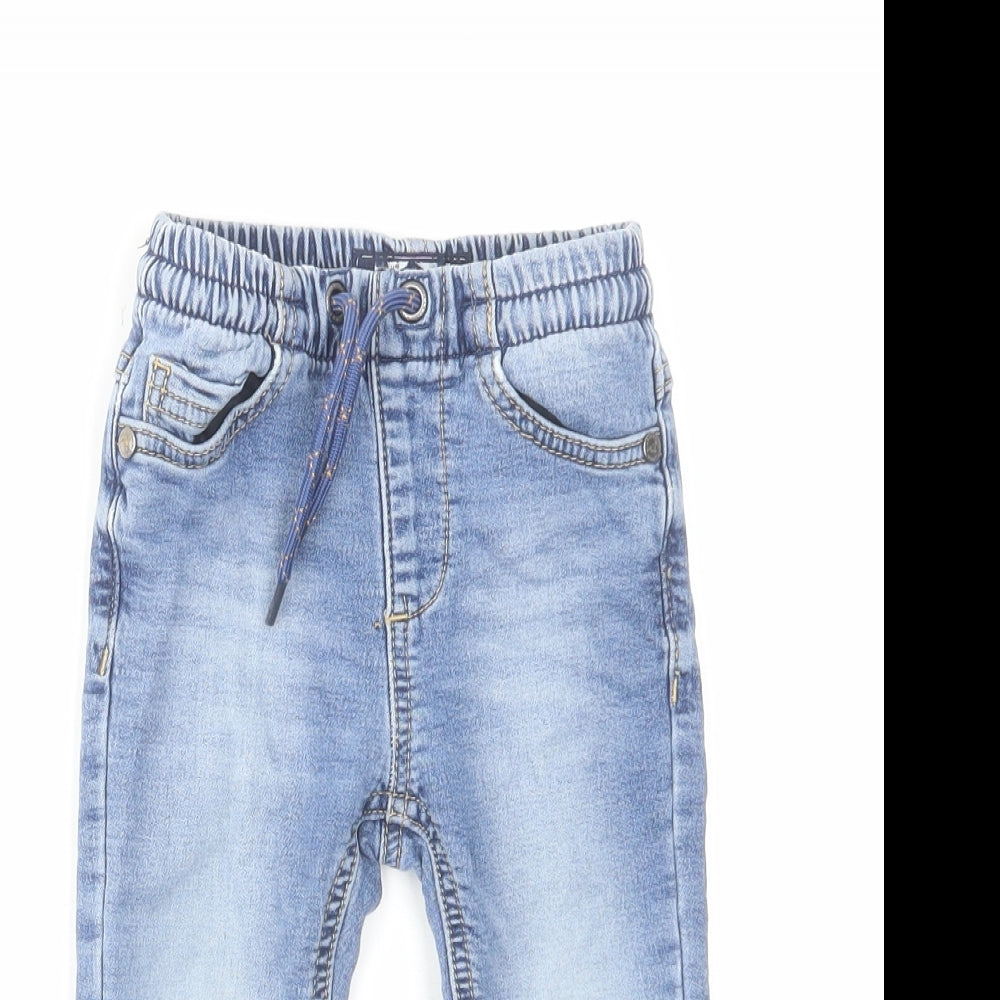 NEXT Boys Blue Cotton Cropped Jeans Size 12-18 Months Drawstring