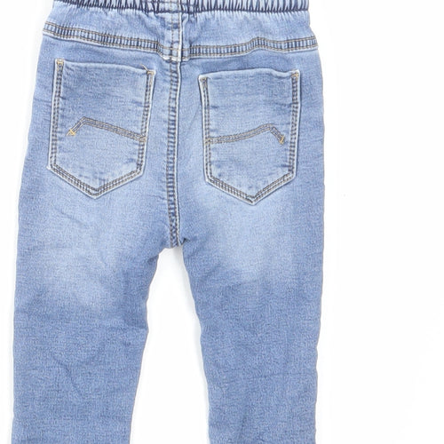 NEXT Boys Blue Cotton Cropped Jeans Size 12-18 Months Drawstring