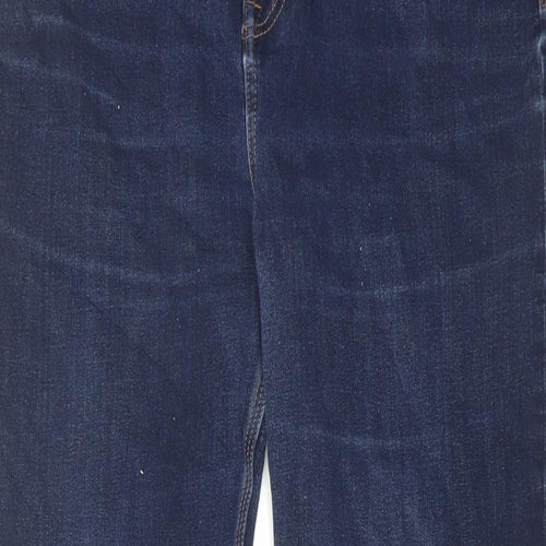 Marks and Spencer Womens Blue Cotton Straight Jeans Size 18 L29 in Regular Zip