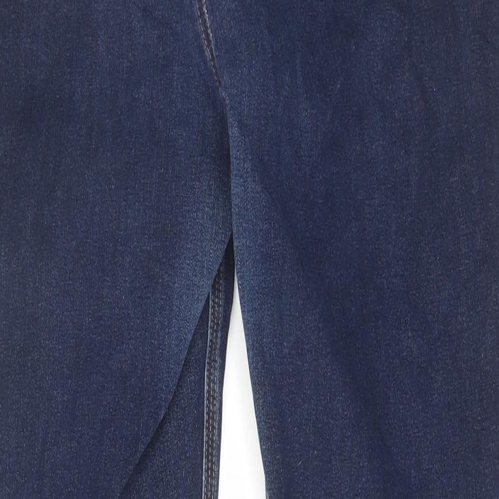 Marks and Spencer Womens Blue Cotton Straight Jeans Size 18 L29 in Regular Zip