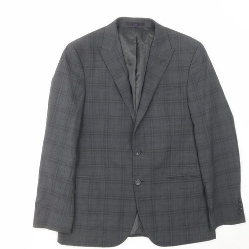 Marks and Spencer Mens Grey Plaid Wool Jacket Suit Jacket Size 40 Regular