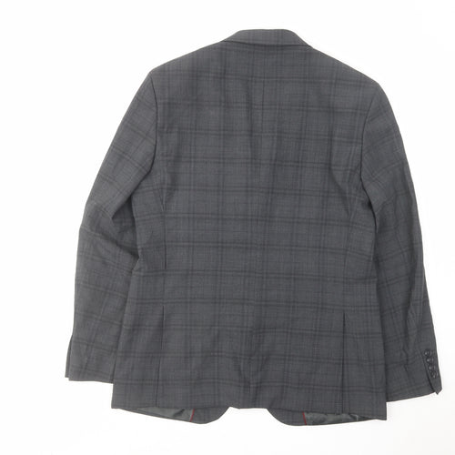 Marks and Spencer Mens Grey Plaid Wool Jacket Suit Jacket Size 40 Regular