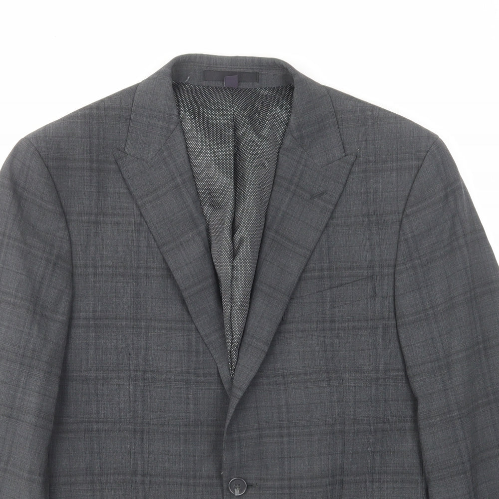 Marks and Spencer Mens Grey Plaid Wool Jacket Suit Jacket Size 40 Regular