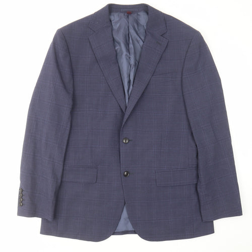 Marks and Spencer Mens Blue Check Wool Jacket Suit Jacket Size 40 Regular
